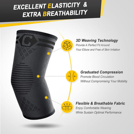 2 Pack Elbow Brace Compression Sleeve | Tennis & Golfer's Elbow Support for Tendonitis, Arthritis & Sports Pain Relief