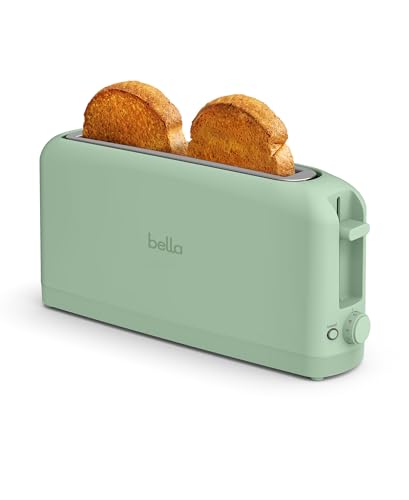 BELLA Slim 2-Slice Toaster, 10-inch Long Slot, Surf