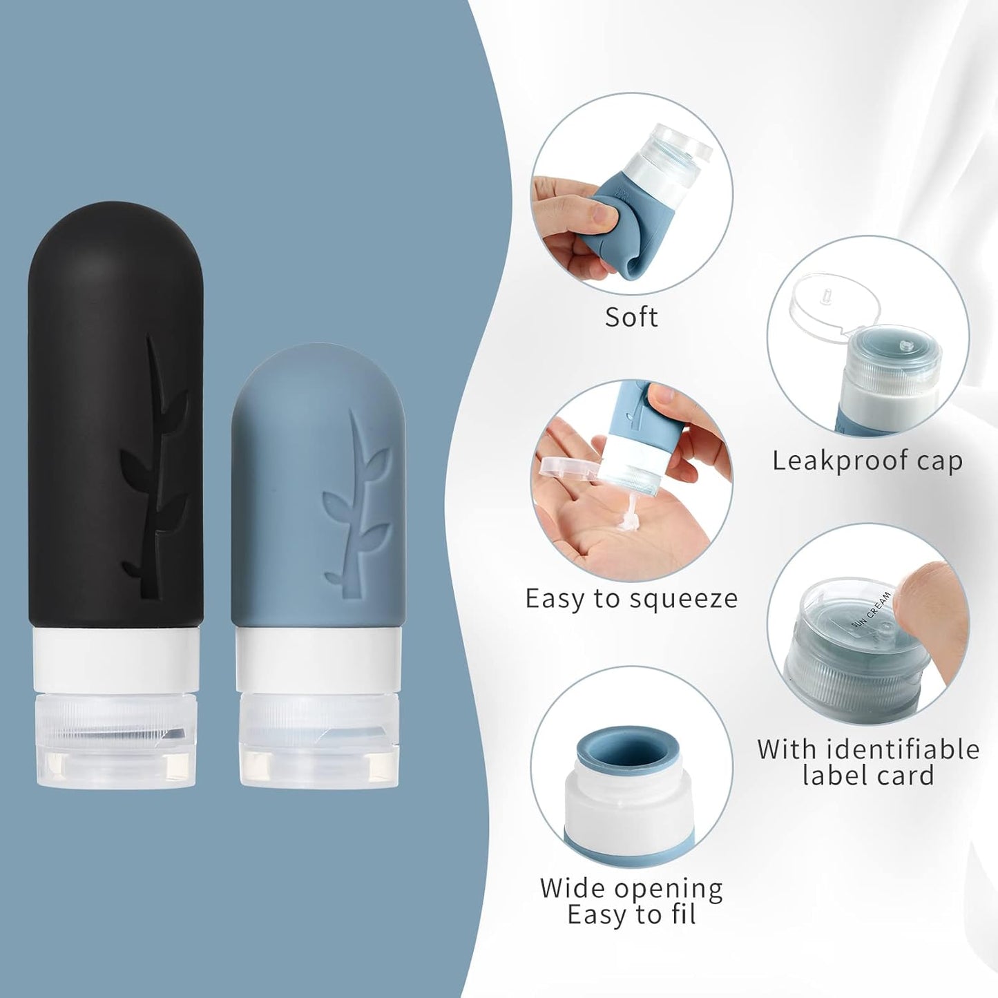 18 Pack TSA Approved Travel Bottles | Leak Proof Silicone Toiletry Containers for Shampoo, Conditioner & Liquids