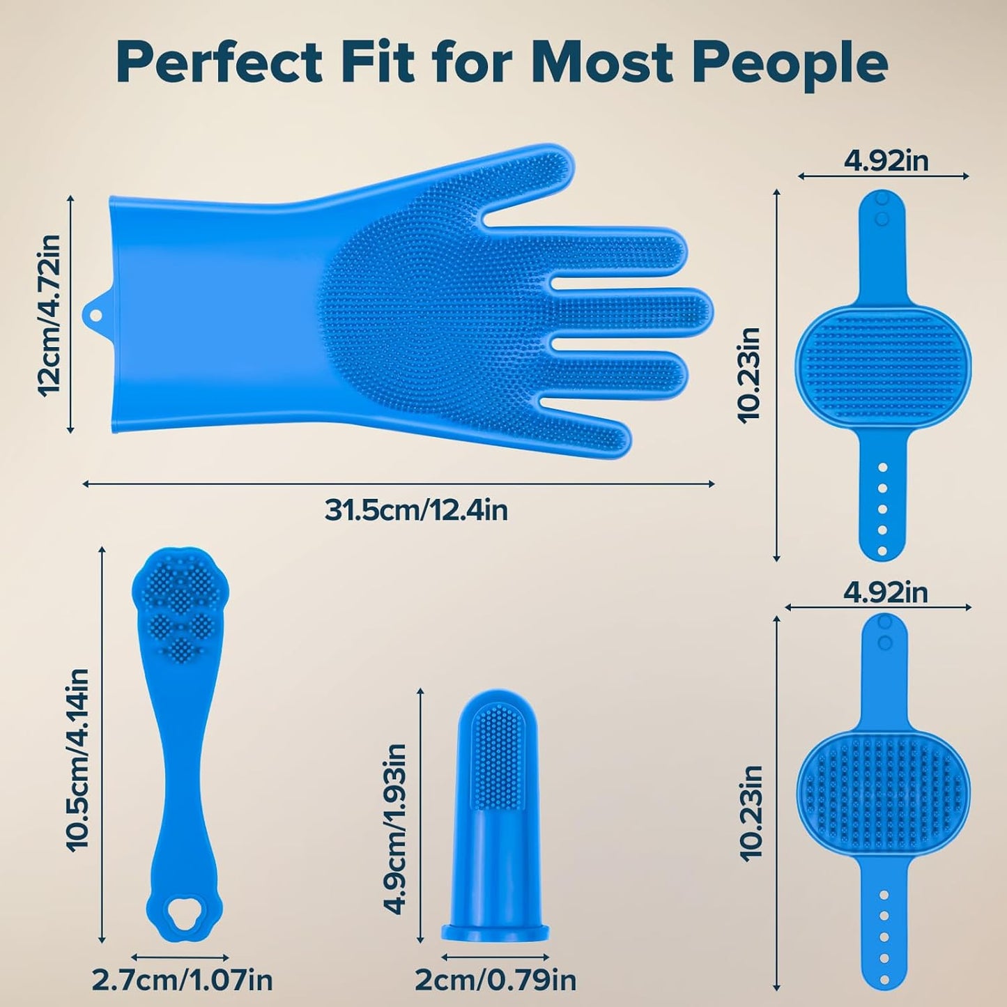 6PCS Pet Grooming Kit for Dogs & Cats | Dog Bath Brush & Grooming Gloves | Pet Washing & Shedding Tool Set