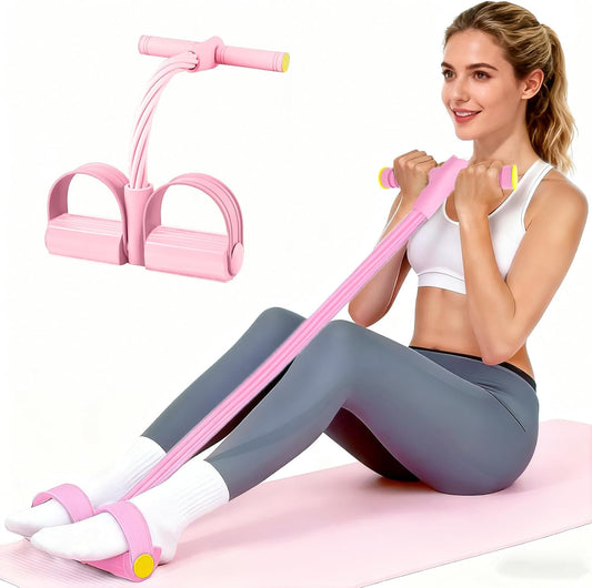 6 Tube Resistance Bands with Pedal & Handles | Full Body Workout Exercise Bands for Abs, Arms, Legs & Waist