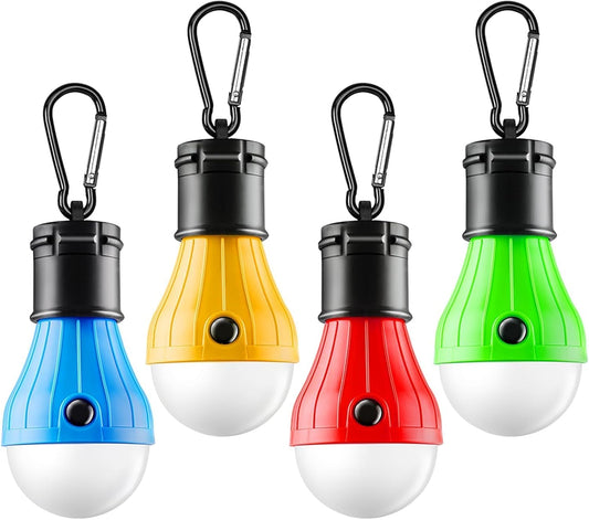 4 Pack Portable LED Camping Lantern | Clip Hook Emergency Tent Light for Hiking, Backpacking & Power Outages
