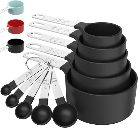Measuring Cups & Spoons Set | Stackable Nesting Measuring Cups with Stainless Steel Handles | Kitchen Tool for Baking & Cooking