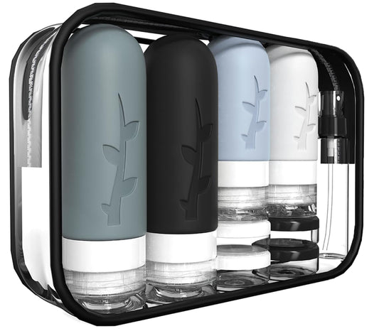18 Pack TSA Approved Travel Bottles | Leak Proof Silicone Toiletry Containers for Shampoo, Conditioner & Liquids