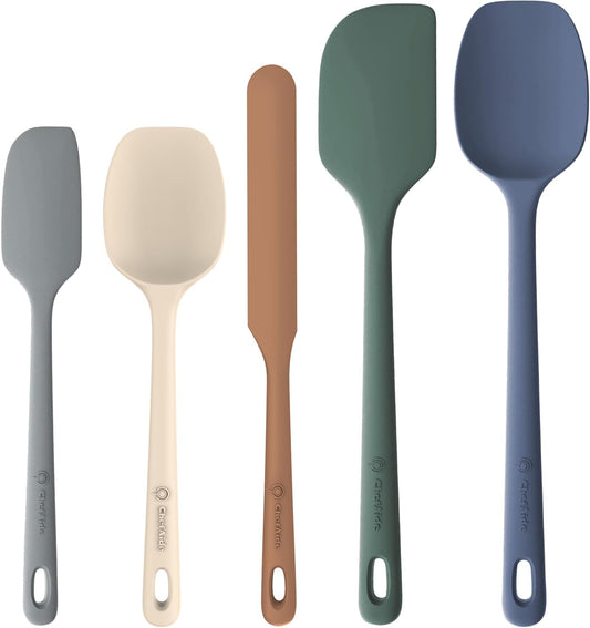 5PCS Silicone Spatula Set | Heat Resistant Rubber Spatulas for Cooking & Baking | Nonstick Kitchen Utensils with Ergonomic Grip