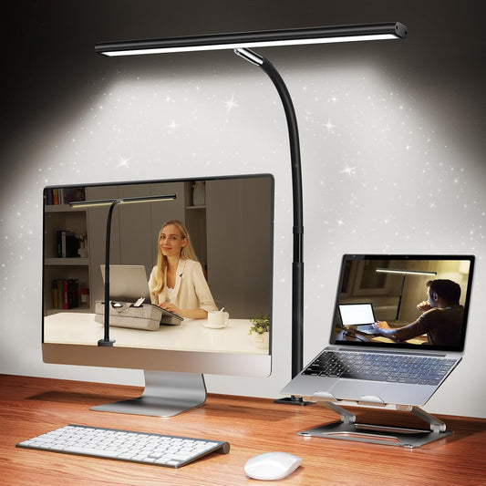 LED Desk Lamp with Clamp | Eye-Caring Dimmable Reading Light | Adjustable Gooseneck Desk Light for Home Office & Study