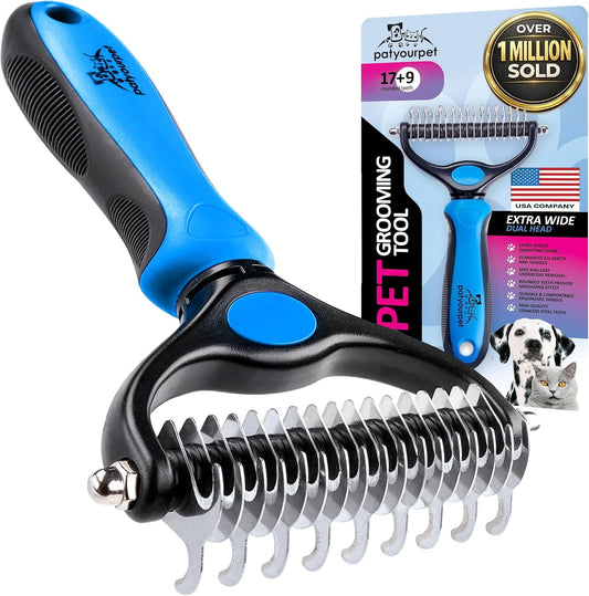 Deshedding Dog & Cat Brush | Double-Sided Pet Grooming Tool for Long & Short Hair | Skin-Friendly Shedding Comb