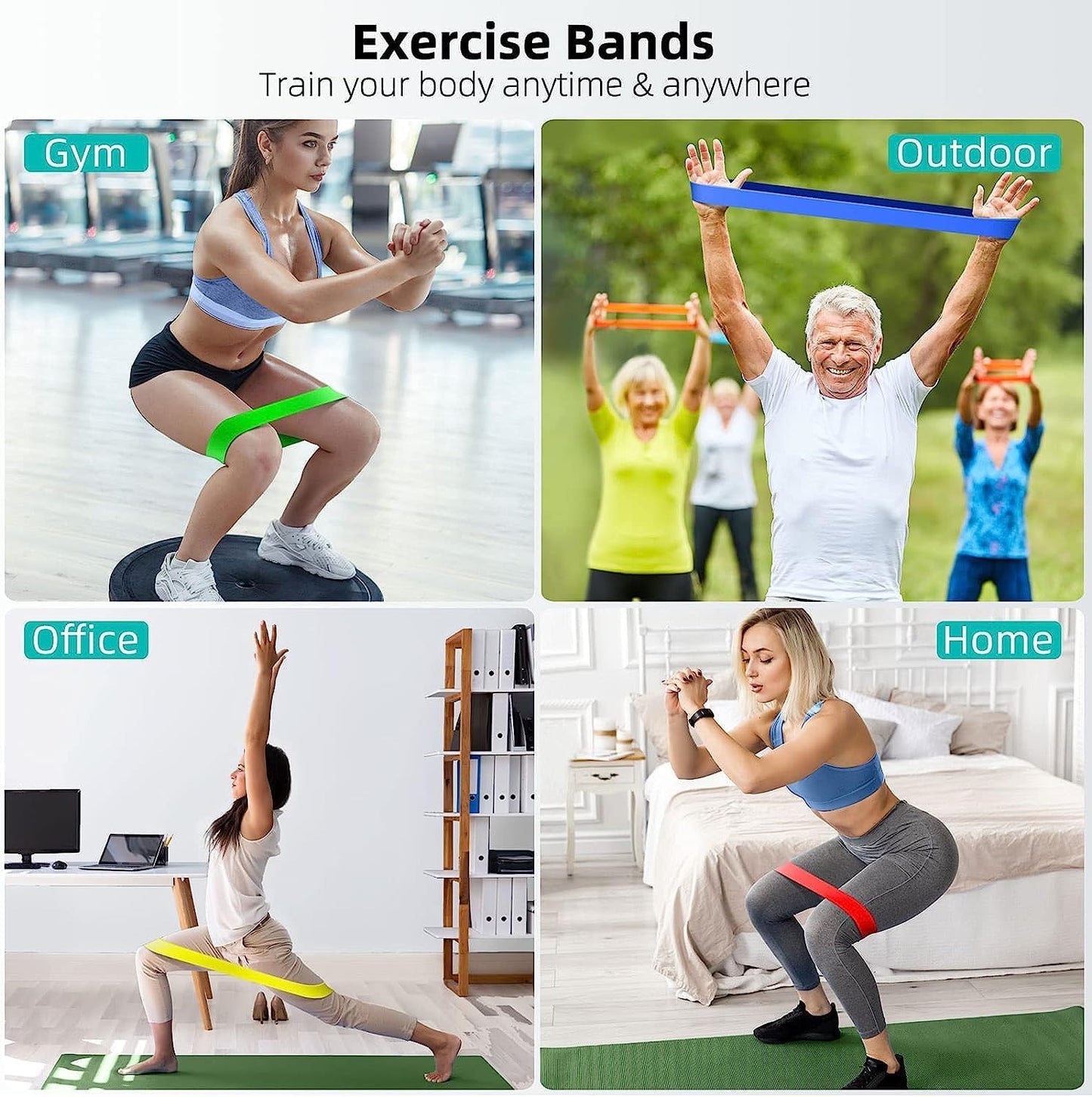 Resistance Bands Set 5 Pack | Exercise Bands for Strength Training, Pilates, Yoga & Home Workouts | Leg, Glute & Arm Fitness Kit