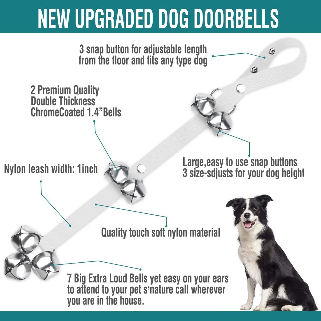 Dog Doorbells for Potty Training | Adjustable Puppy Training Bells with 7 Extra Loud Door Bells
