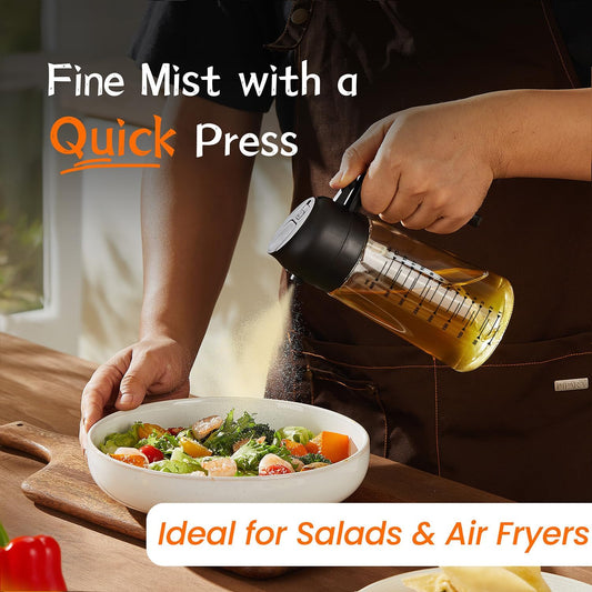 16oz Glass Olive Oil Sprayer & Dispenser 2-in-1 | Oil Spray Bottle for Air Fryer, Cooking, Salad & BBQ | Kitchen Gadget