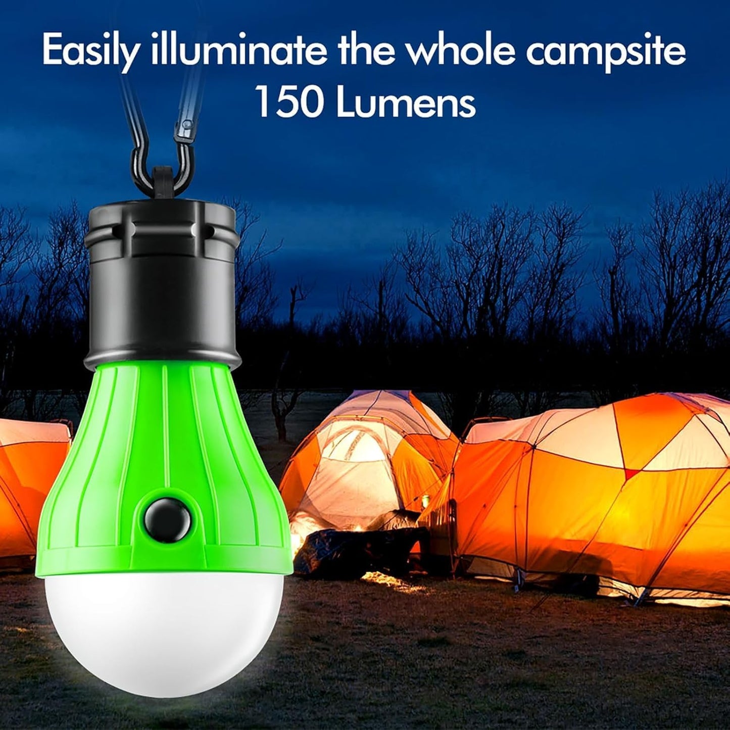 4 Pack Portable LED Camping Lantern | Clip Hook Emergency Tent Light for Hiking, Backpacking & Power Outages