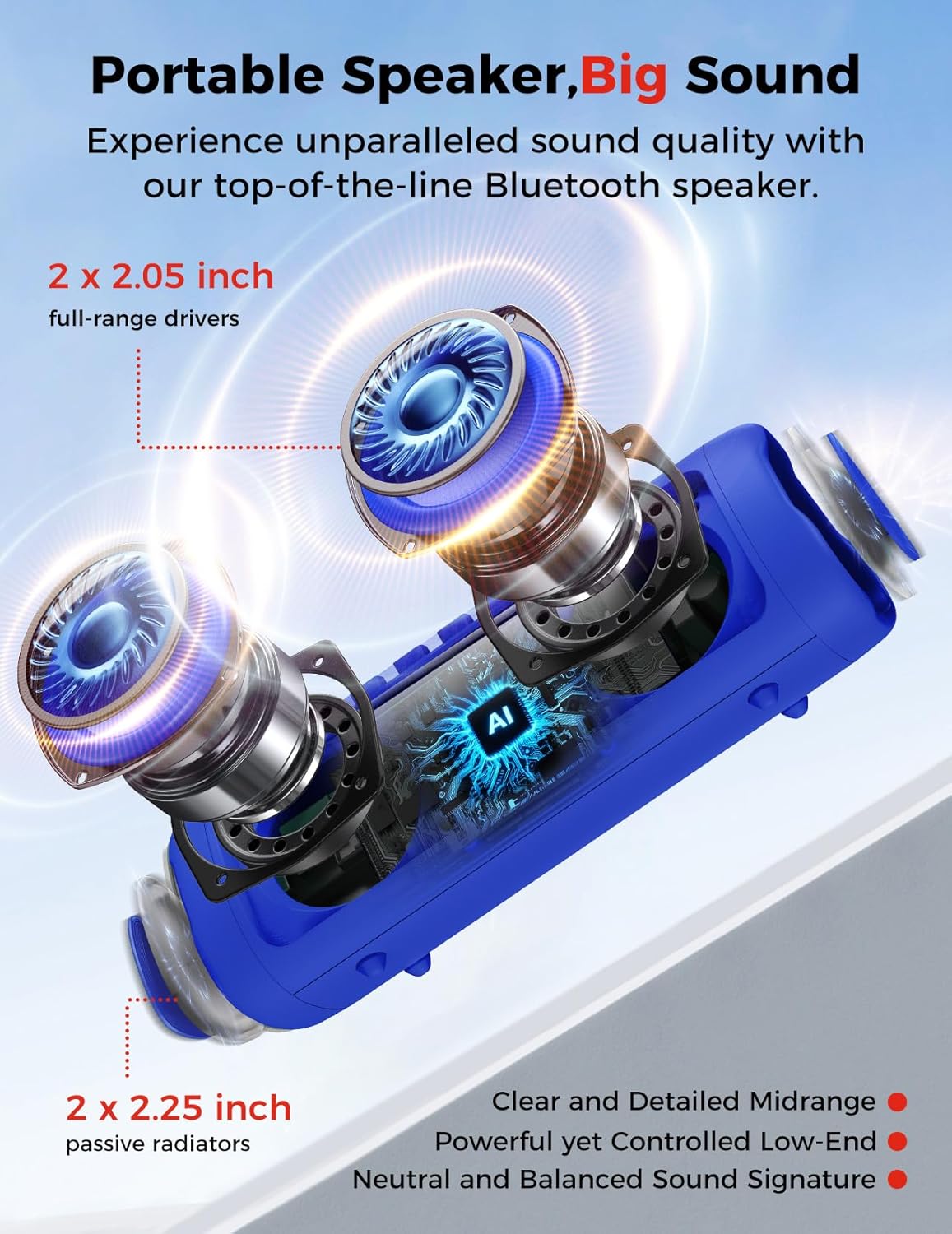 20W Bluetooth Speaker | Portable Wireless Waterproof Speaker with HD Sound & 24H Playtime for Outdoor, Camping & Parties
