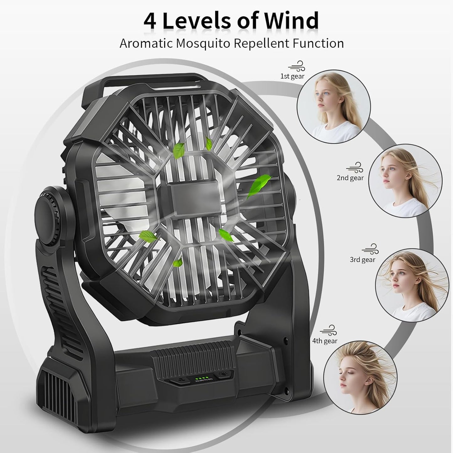 Portable Rechargeable Fan 25400mAh | Cordless Battery Powered Fan with LED Lantern, USB-C Camping Fan for Travel, Bedroom, Office & Outdoor Use