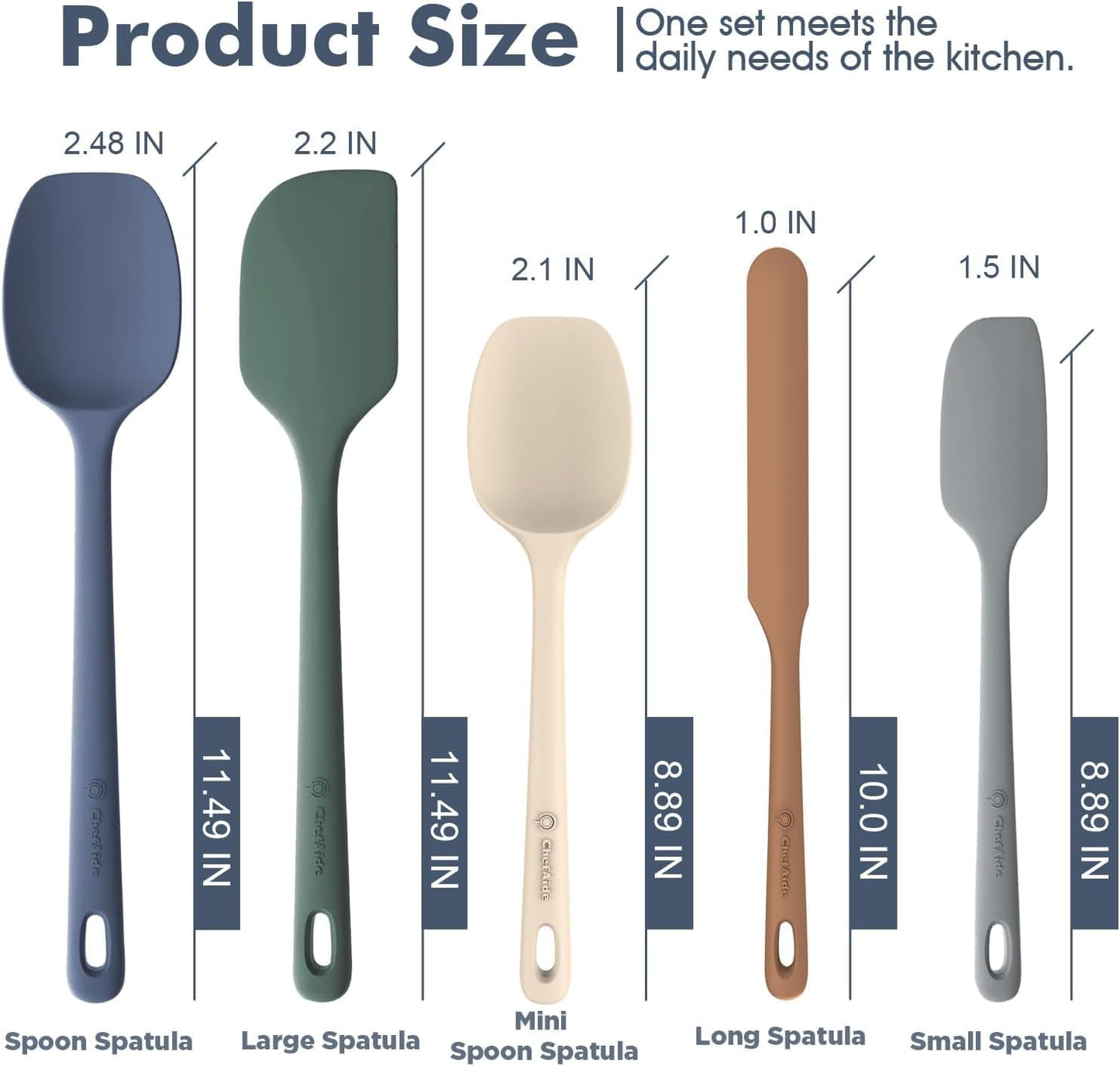 5PCS Silicone Spatula Set | Heat Resistant Rubber Spatulas for Cooking & Baking | Nonstick Kitchen Utensils with Ergonomic Grip