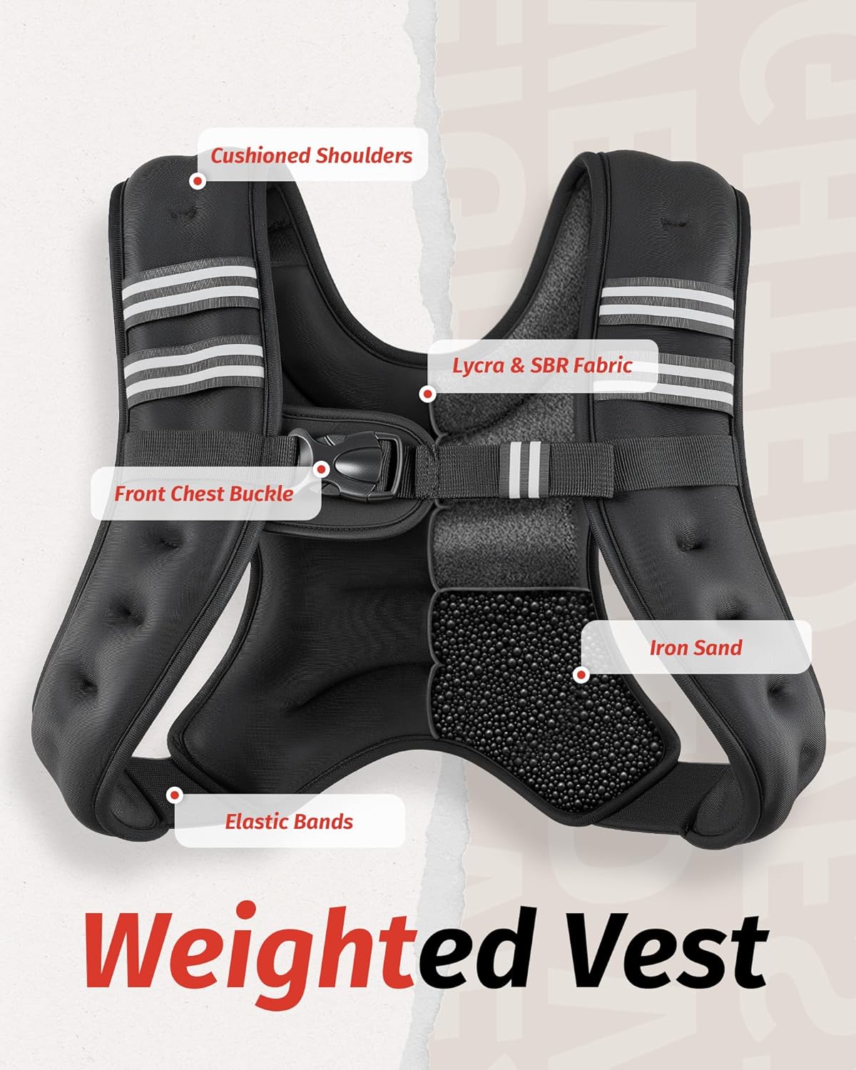 Weighted Vest for Workout & Running | Adjustable Weight Training Vest with Reflective Stripes for Fitness, Strength & Muscle Building