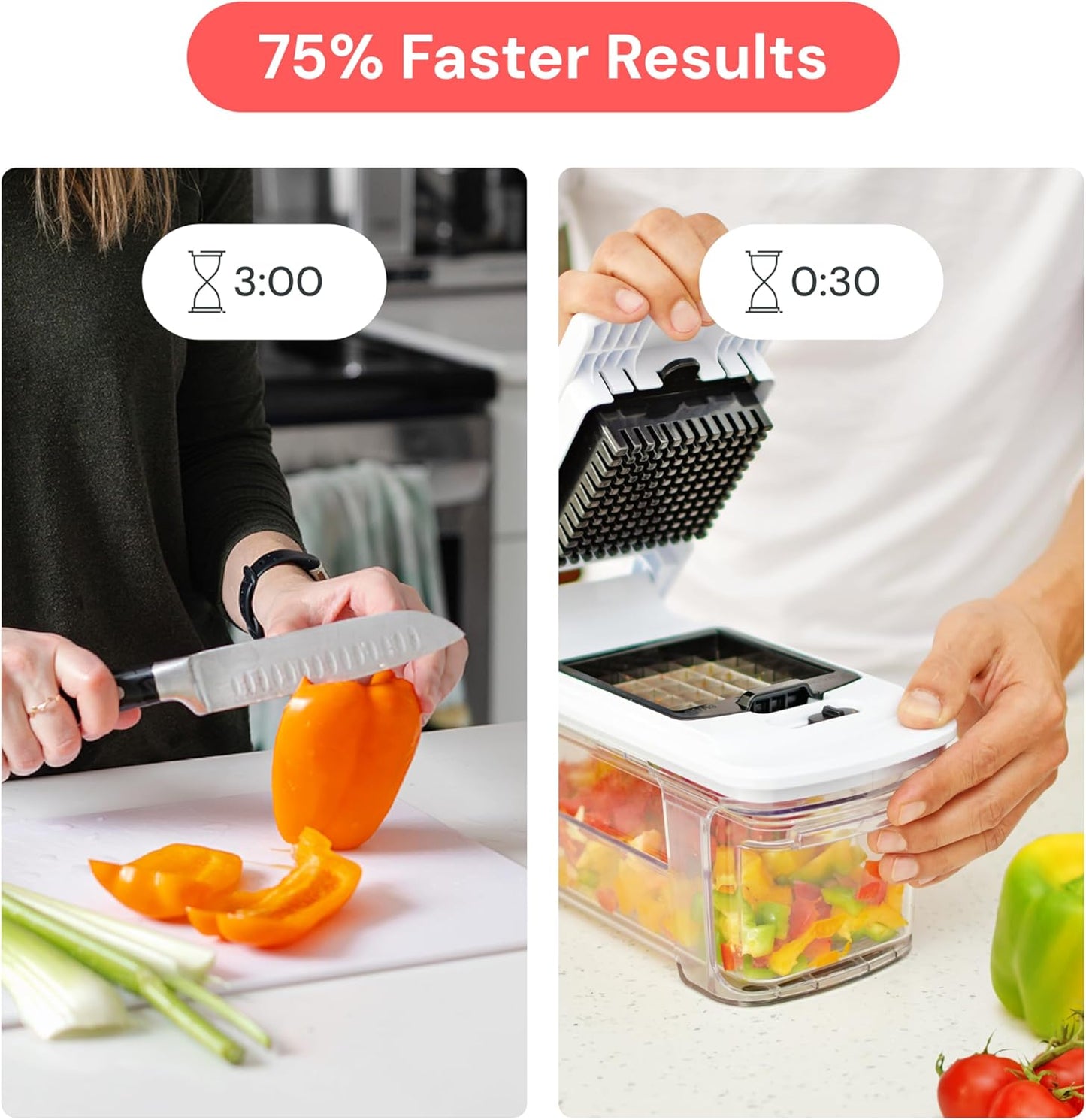 XL Vegetable Chopper & Mandoline Slicer 6-in-1 | Onion, Potato & Fruit Dicer Spiralizer | Kitchen Food Cutter with Catch Tray