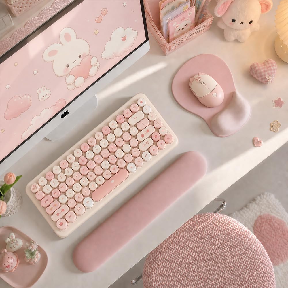 Ergonomic Gel Mouse Pad with Wrist Support | Non-Slip Comfort Mousepad for Office, Home & Gaming Desk | Pink