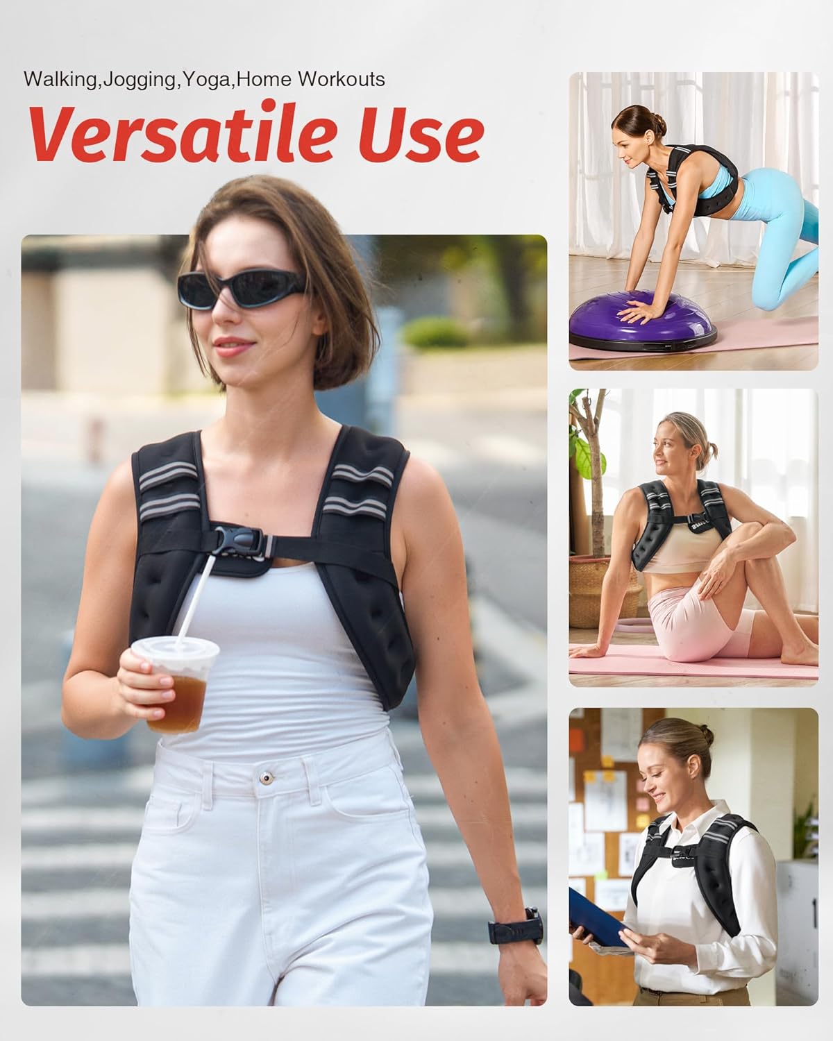Weighted Vest for Workout & Running | Adjustable Weight Training Vest with Reflective Stripes for Fitness, Strength & Muscle Building