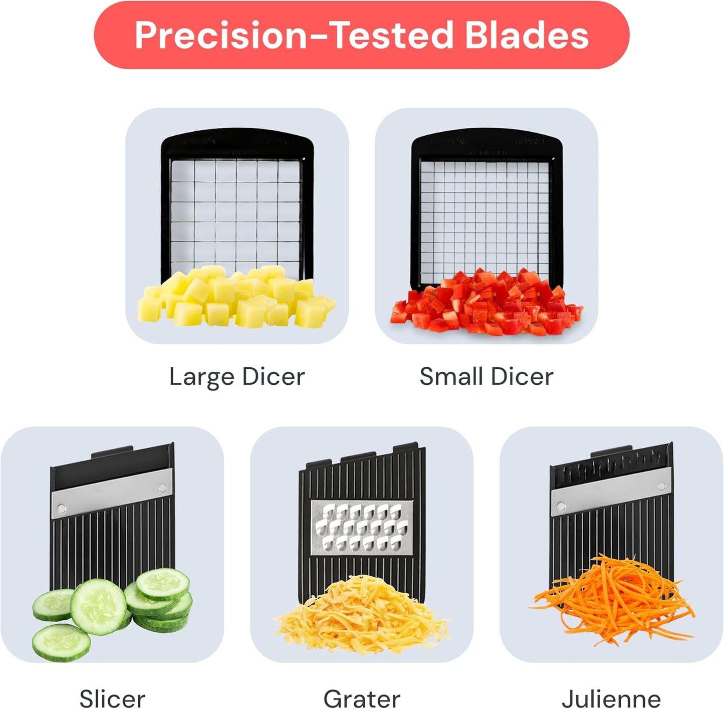 XL Vegetable Chopper & Mandoline Slicer 6-in-1 | Onion, Potato & Fruit Dicer Spiralizer | Kitchen Food Cutter with Catch Tray