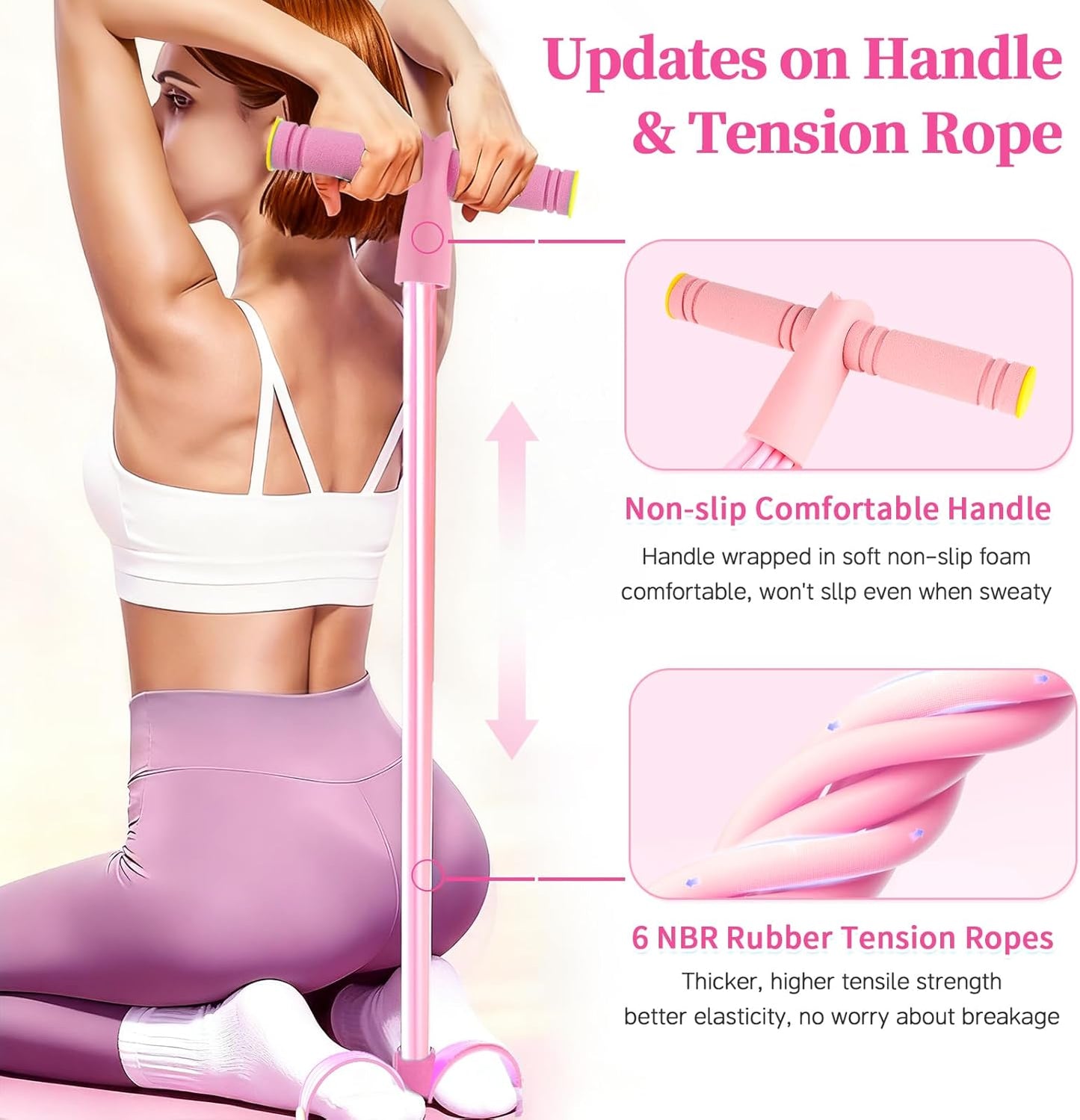 6 Tube Resistance Bands with Pedal & Handles | Full Body Workout Exercise Bands for Abs, Arms, Legs & Waist