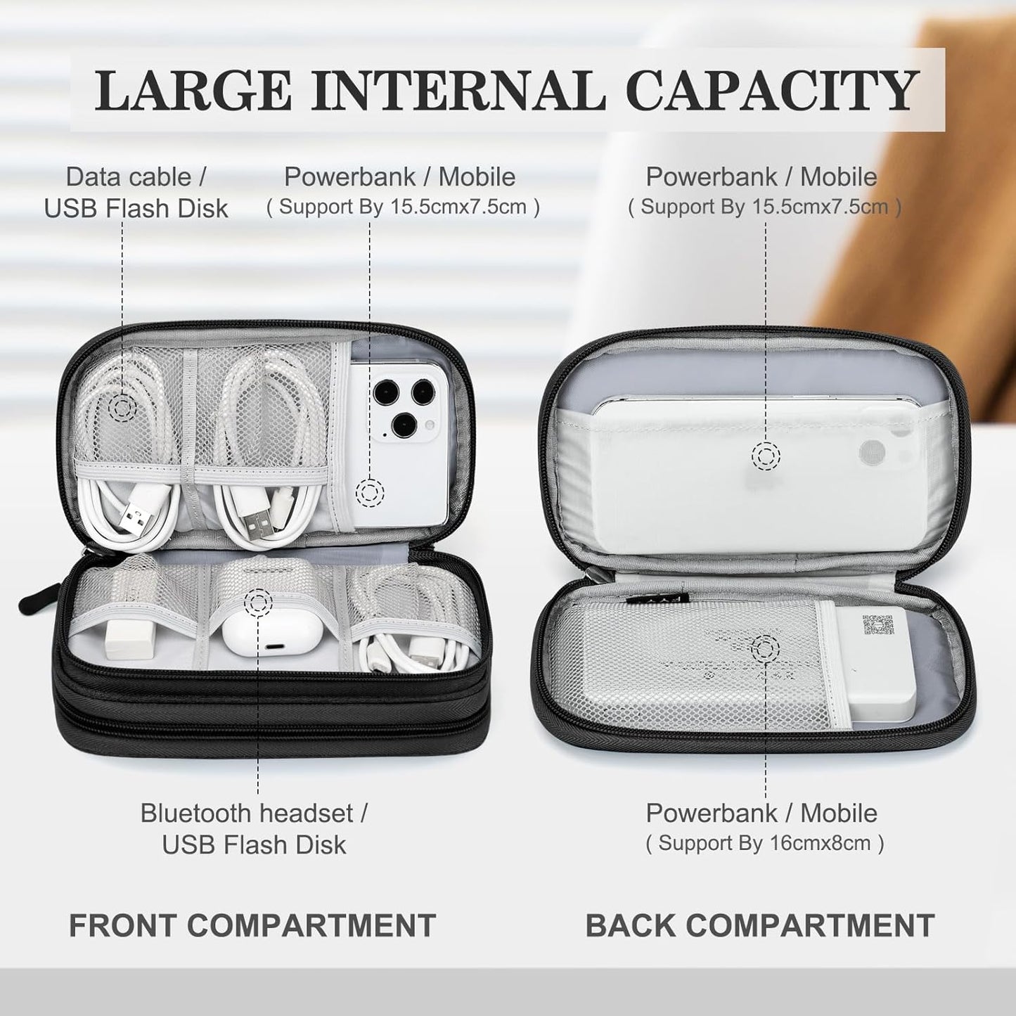 Travel Cable Organizer Pouch | Waterproof Electronic Accessories Storage Bag for Chargers, Cords, Earphones & Phone Accessories