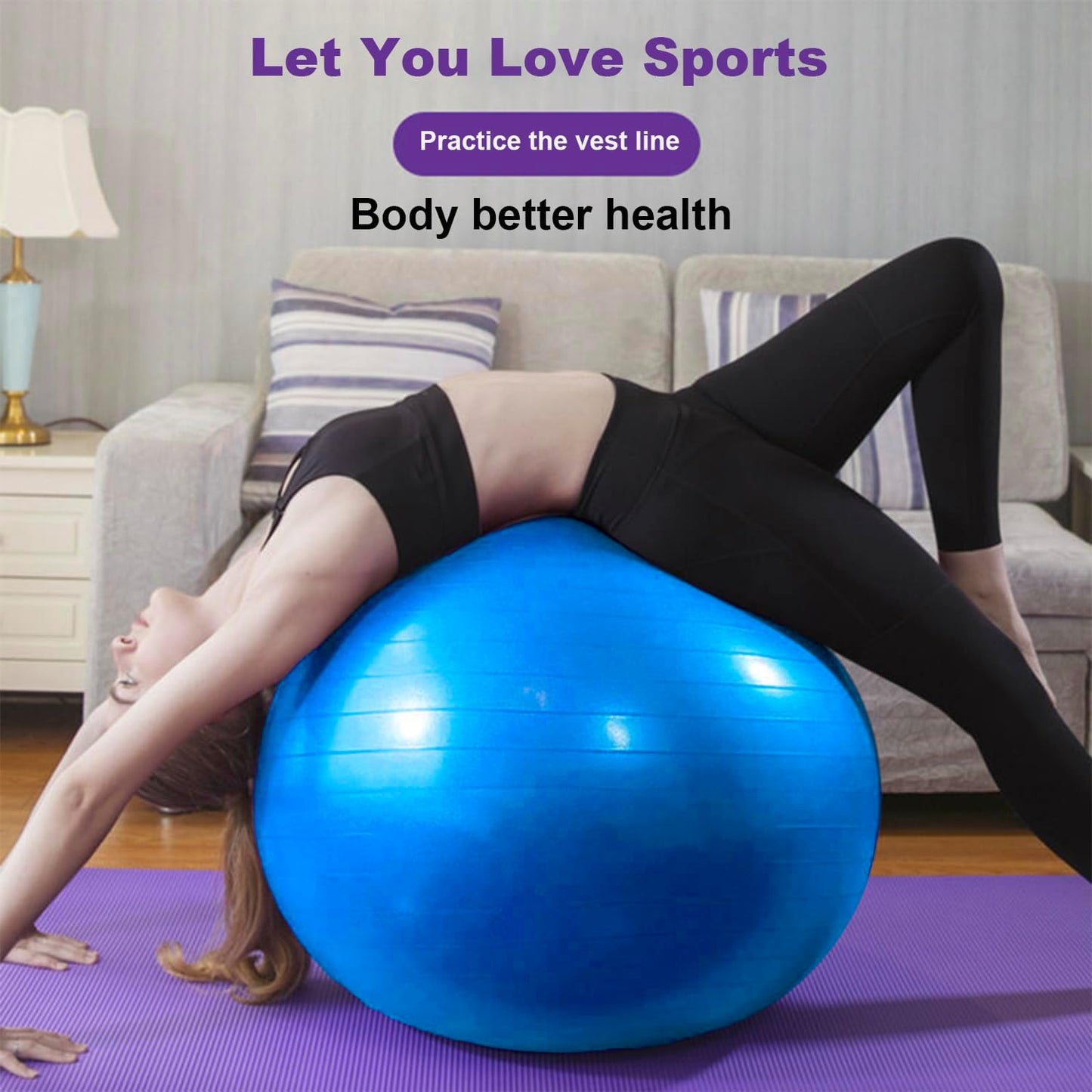 65CM Yoga Ball with Pump | Anti-Burst Stability Ball for Exercise, Fitness, Balance, Pregnancy & Physical Therapy
