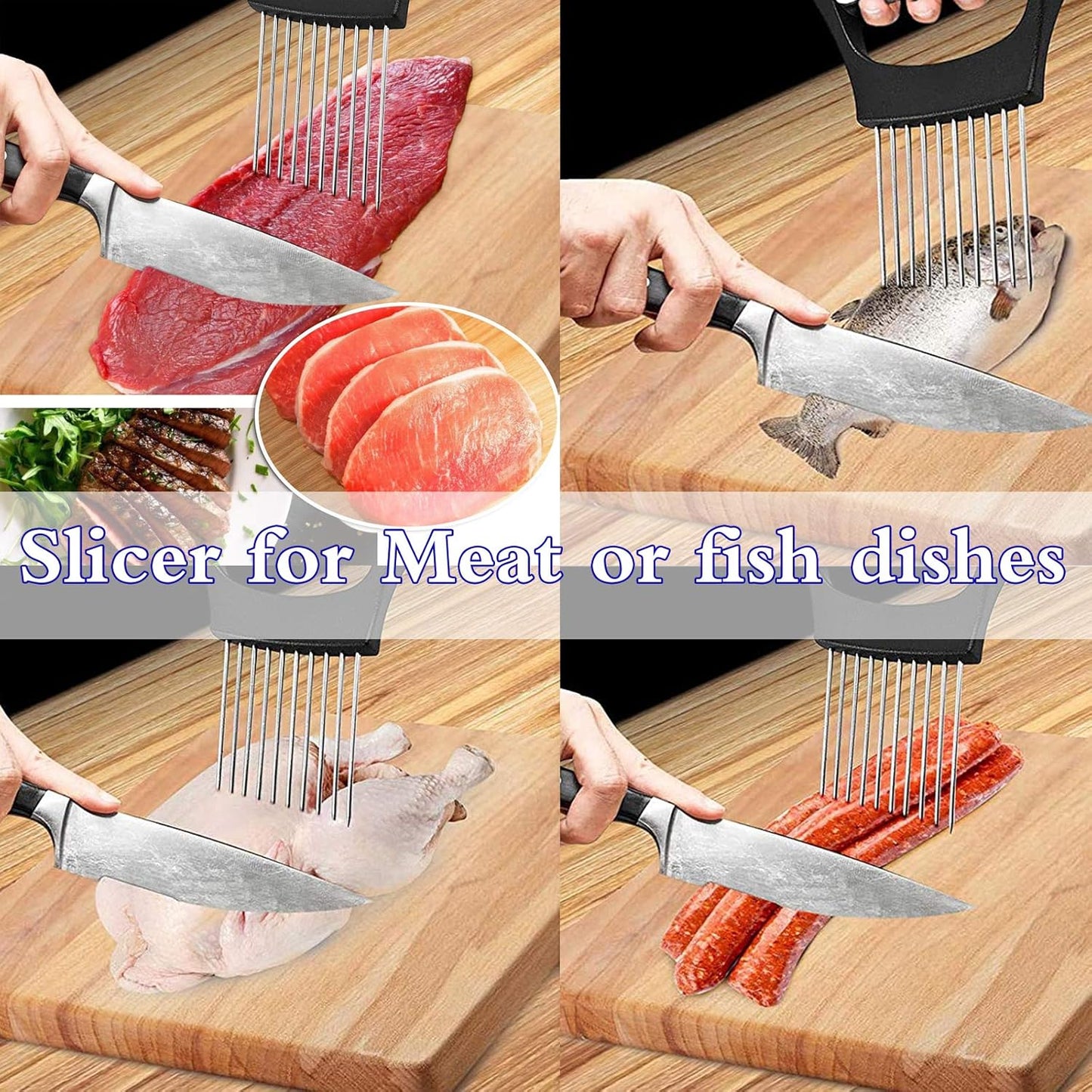 Stainless Steel Onion Slicer Holder / Vegetable Cutter for Onions, Tomatoes, Avocados & Eggs | Easy Kitchen Prep Tool