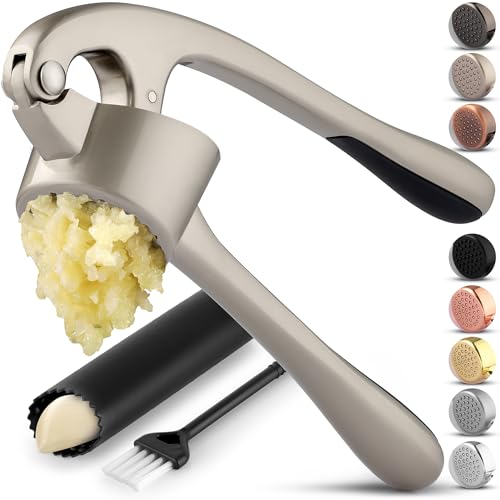 Zulay Kitchen Premium Garlic Press Set Stainless Steel