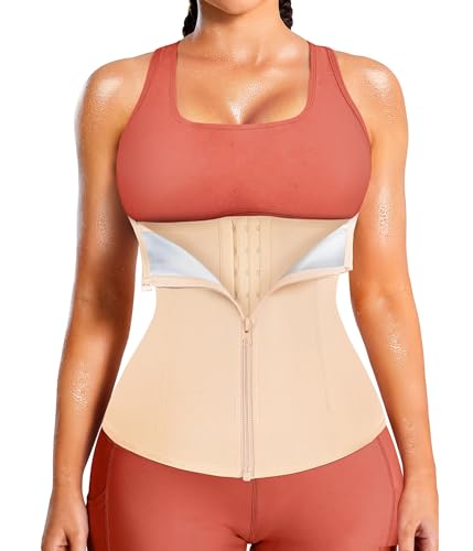 LEINIDINA Women's Waist Trainer Corset with Zipper Sweat Trimmer