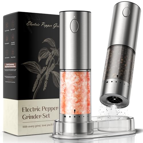 Ioion Electric Salt and Pepper Grinder Set Adjustable Coarseness Battery Operated