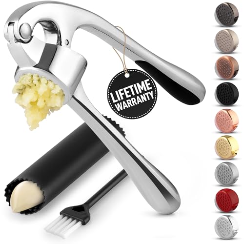 Zulay Kitchen Premium Garlic Press Set Stainless Steel