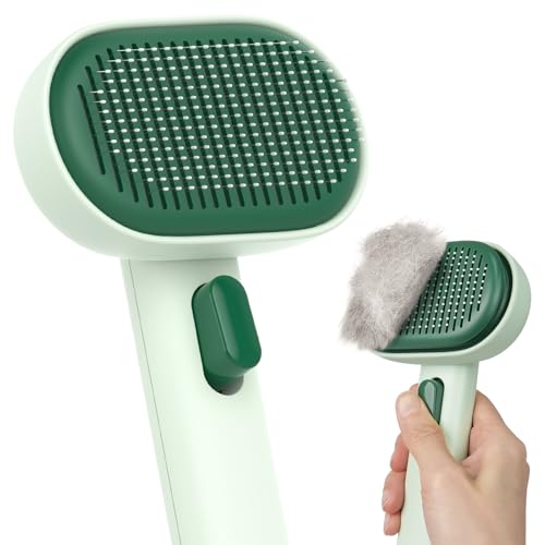 Aumuca Self-Cleaning Slicker Brush for Dogs and Cats Grooming Tool