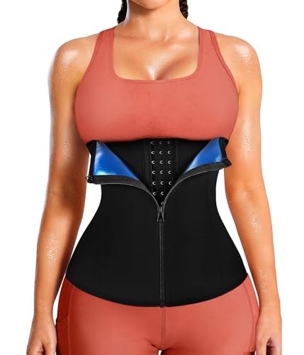 LEINIDINA Women's Waist Trainer Corset with Zipper Sweat Trimmer