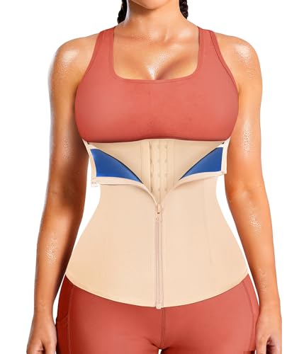 LEINIDINA Women's Waist Trainer Corset with Zipper Sweat Trimmer