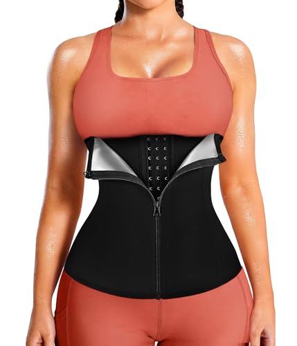LEINIDINA Women's Waist Trainer Corset with Zipper Sweat Trimmer