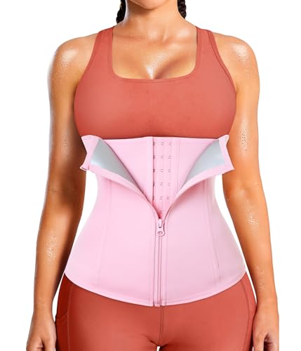 LEINIDINA Women's Waist Trainer Corset with Zipper Sweat Trimmer