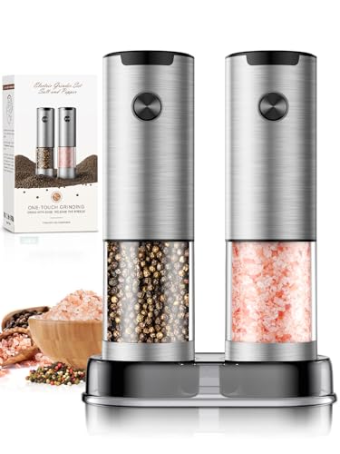 Ioion Electric Salt and Pepper Grinder Set Adjustable Coarseness Battery Operated