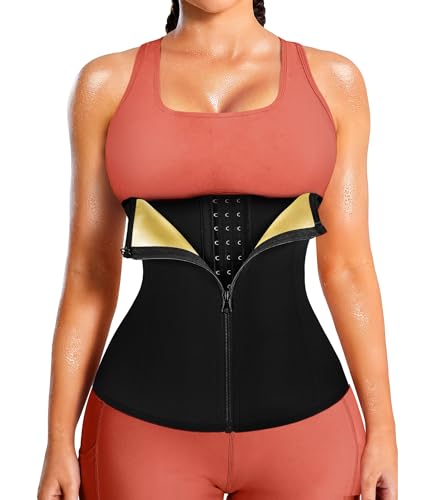 LEINIDINA Women's Waist Trainer Corset with Zipper Sweat Trimmer