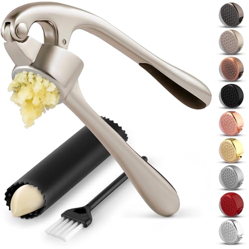 Zulay Kitchen Premium Garlic Press Set Stainless Steel