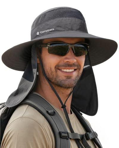 Camptrace Wide Brim Sun Hat with Neck Flap Nylon