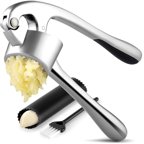 Zulay Kitchen Premium Garlic Press Set Stainless Steel