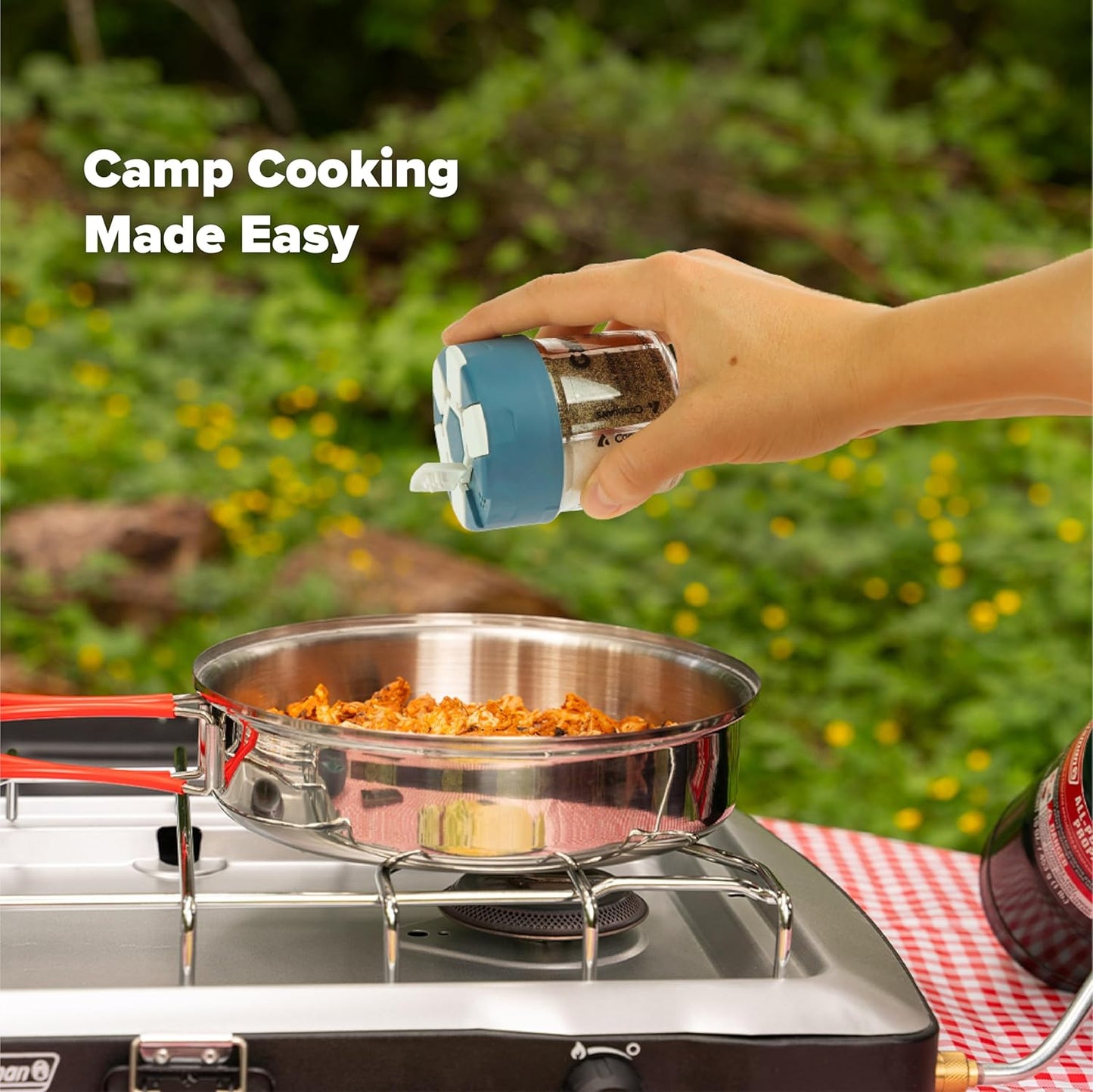 6-in-1 Spice Shaker | Portable Seasoning Container for Camping, Travel, BBQ & Kitchen Cooking