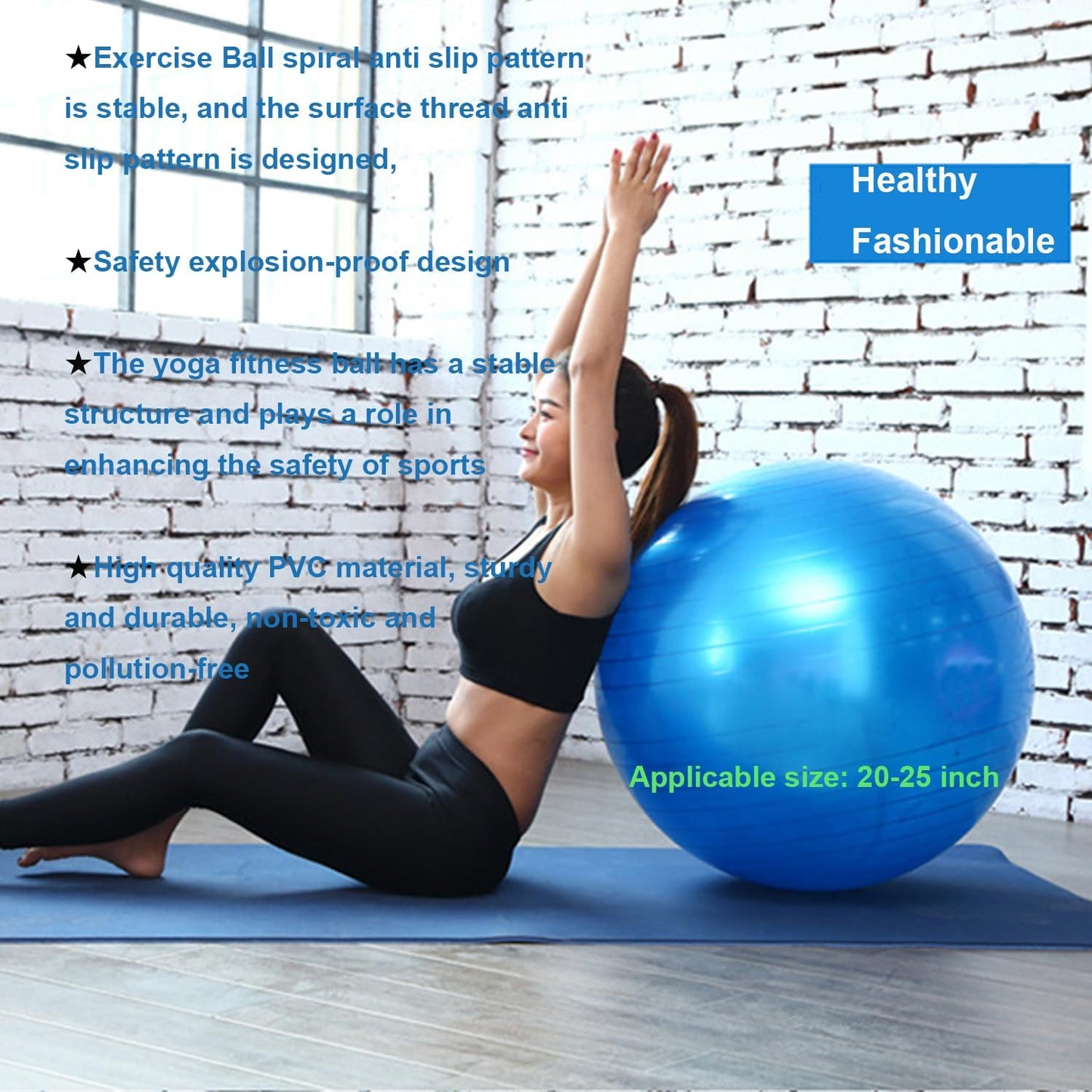 65CM Yoga Ball with Pump | Anti-Burst Stability Ball for Exercise, Fitness, Balance, Pregnancy & Physical Therapy