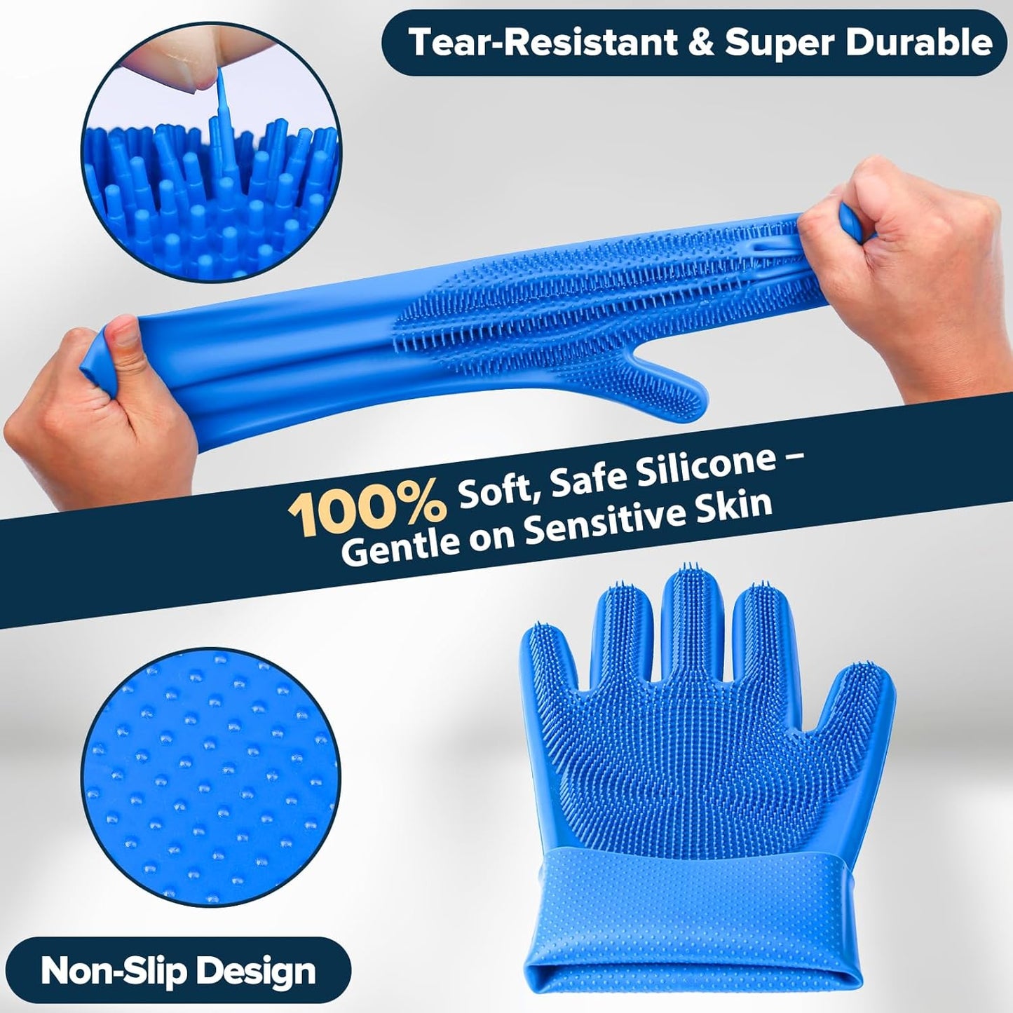 6PCS Pet Grooming Kit for Dogs & Cats | Dog Bath Brush & Grooming Gloves | Pet Washing & Shedding Tool Set