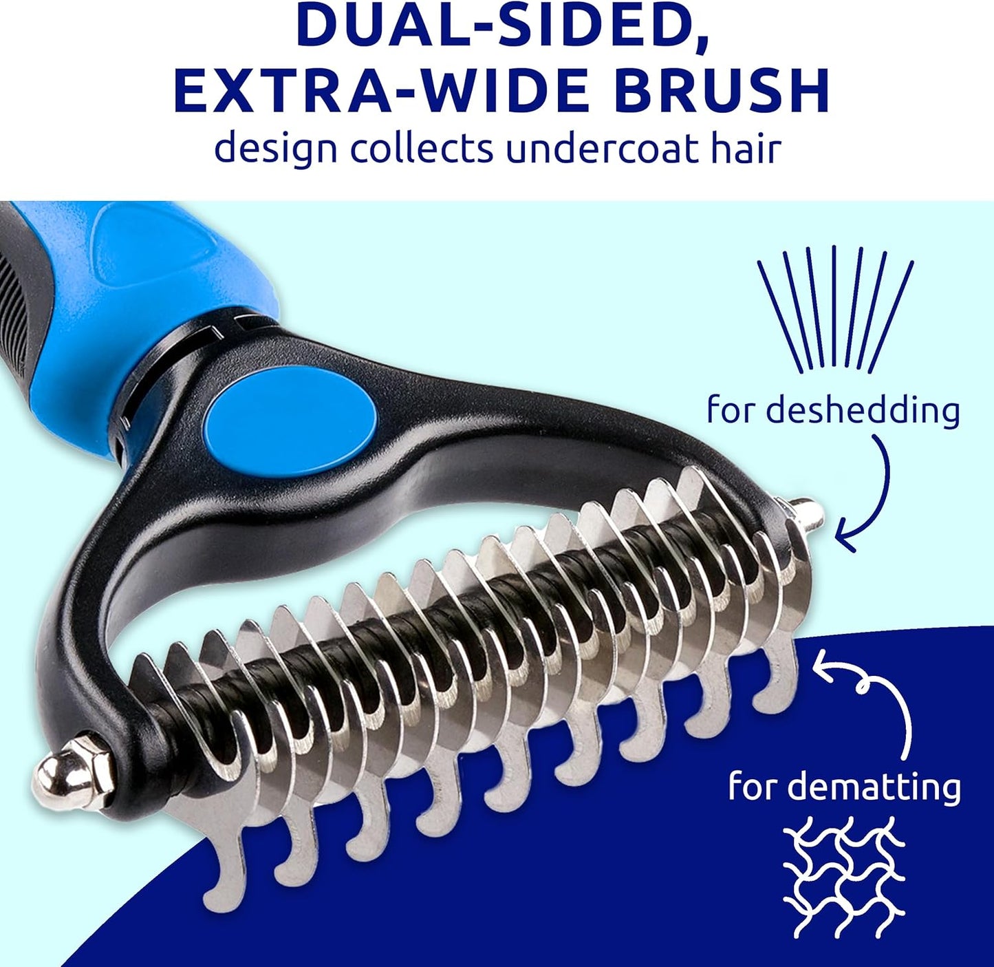Deshedding Dog & Cat Brush | Double-Sided Pet Grooming Tool for Long & Short Hair | Skin-Friendly Shedding Comb