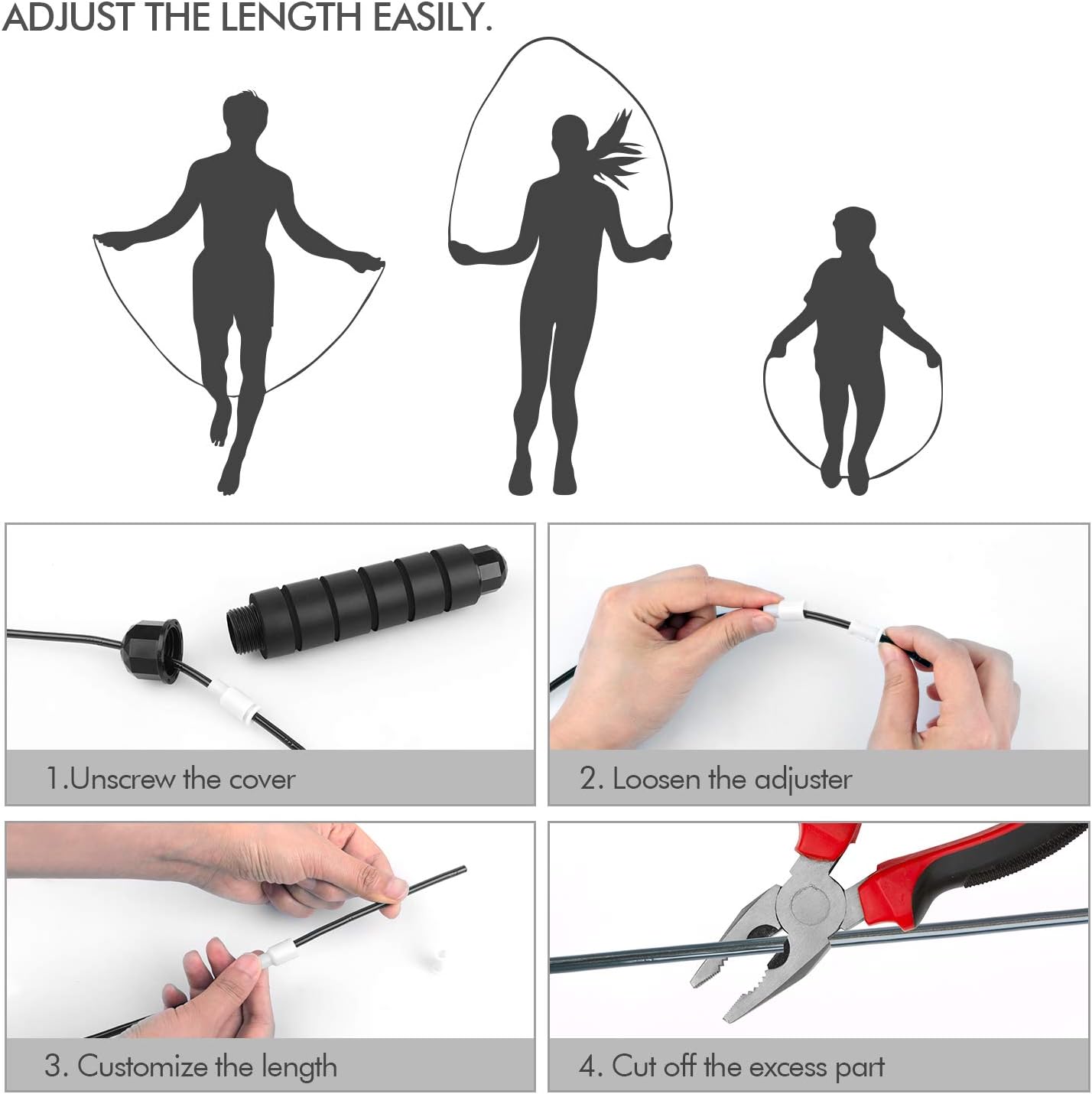 Adjustable Speed Jump Rope | Tangle-Free Fitness Workout Rope with Foam Handles & Ball Bearings for Men, Women & Kids