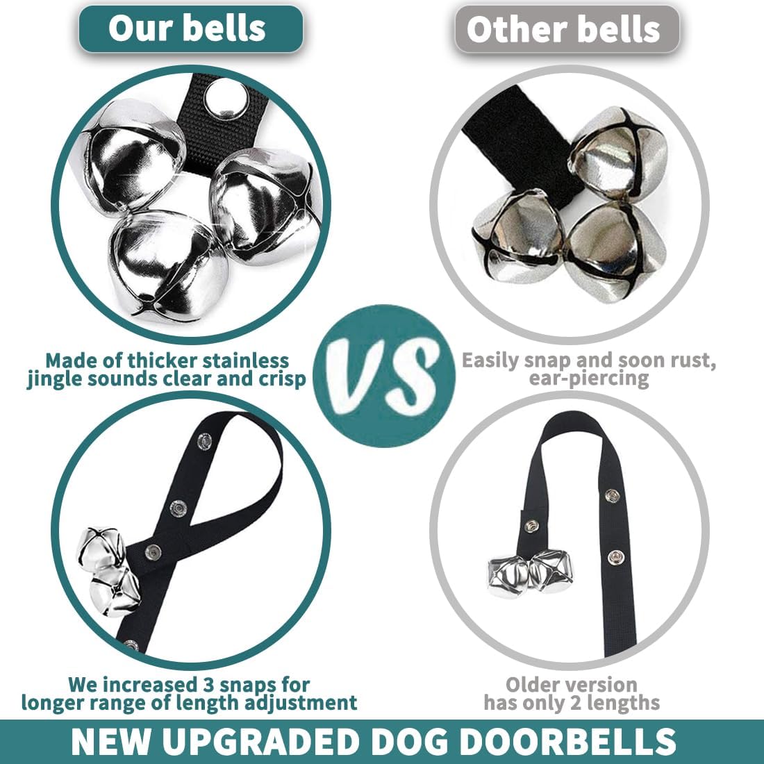 Dog Doorbells for Potty Training | Adjustable Puppy Training Bells with 7 Extra Loud Door Bells