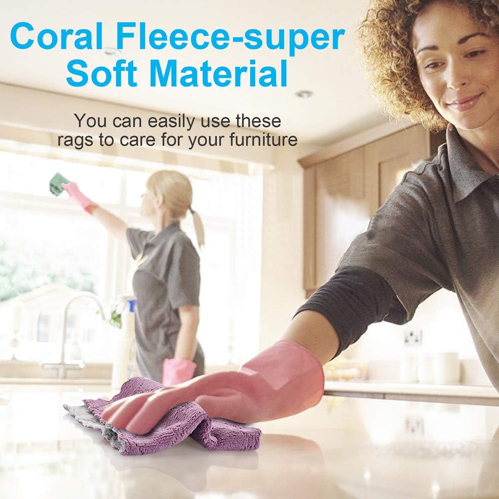 12PCS Microfiber Kitchen Towels | Reusable Dish Cloths for Cleaning Dishes, Counters & Furniture | Double-Sided Absorbent Cleaning Rags