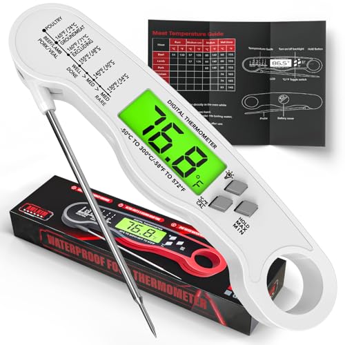 AWLKIM Digital Instant Read Meat Thermometer Waterproof Backlit