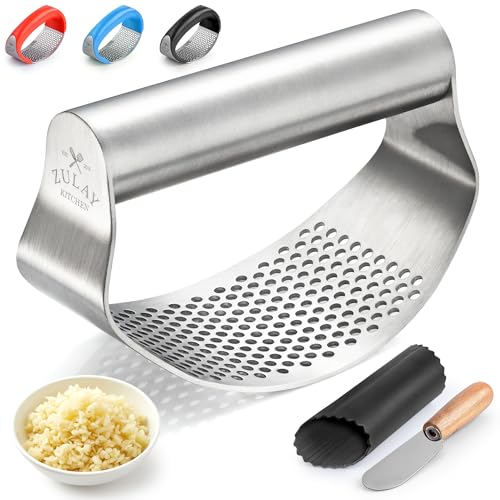 Zulay Kitchen Premium Garlic Press Set Stainless Steel